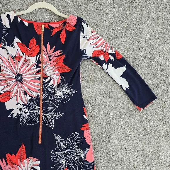Vince Camuto, Floral Navy and Pink Dress, Size 2 - Picture 9 of 9